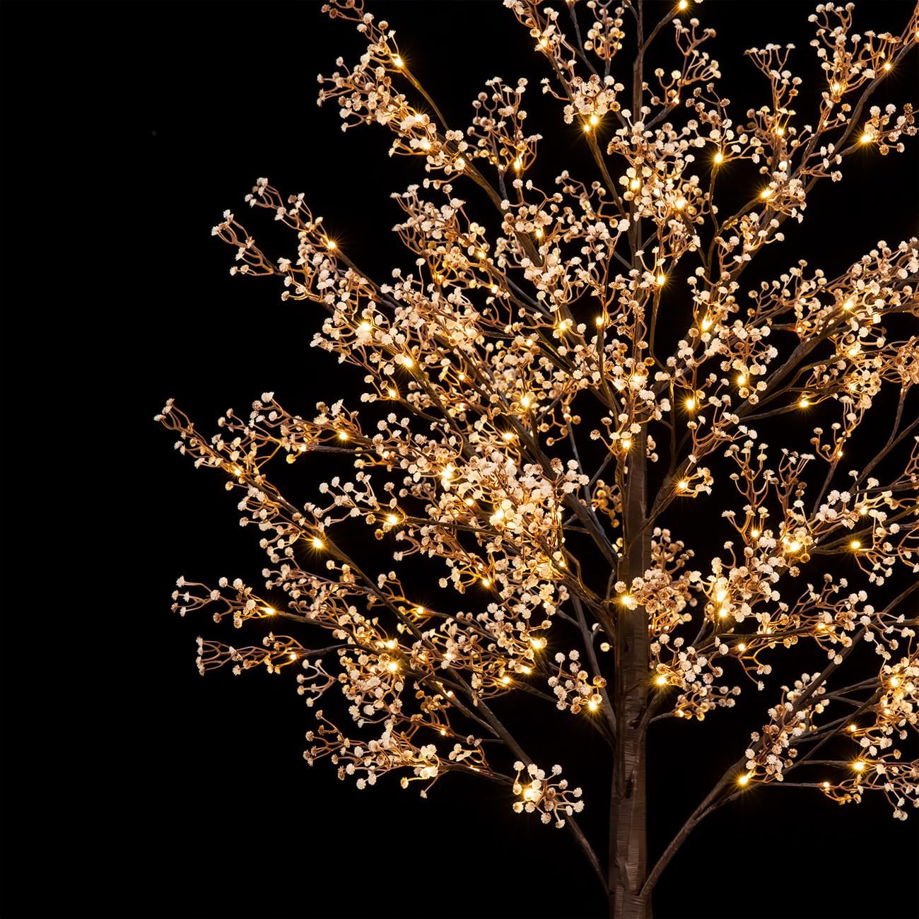 4ft Lighted Baby's Breath Tree with 64 Warm White LED Lights for Holiday Decor - Dimmable, UL Certified, Waterproof - Ideal for Indoor and Outdoor Decoration