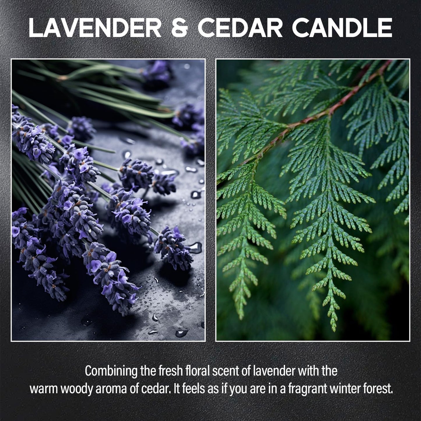 Lavender＆Cedar Candle, 9oz Scented Candle for Men, Scented Candles for Home, Soy Candle Gifts for Men, Personalized Blessing Minimalist Men's Scented Candle