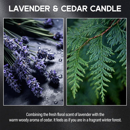 Lavender＆Cedar Candle, 9oz Scented Candle for Men, Scented Candles for Home, Soy Candle Gifts for Men, Personalized Blessing Minimalist Men's Scented Candle