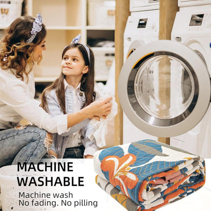 Boho Throw Blanket for Bed - 100% Pure Cotton Ultra Soft Rustic Quilt - Farmhouse Decor Bed Blankets, All Season Rustic Throw for Sofa Couch Chair(60"×80", Floral Sea)