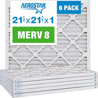Aerostar 21.5x21.5x1 MERV 8-6 Count - High Efficiency Pleated HVAC, Furnace & Air Conditioner Filters - Removes Dust, Lint, Mold & Allergy-Causing Pollen
