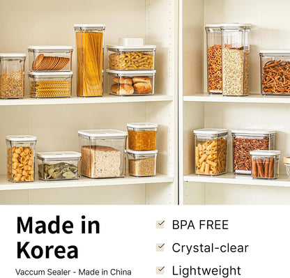 VAKUEN Premium Airtight Food Storage Containers Mega 8P/Set. Total 46.11cup, 7pcs Container and Vacuum Sealer. Smart One-Click Seal Lid, Patented Double Silicone Lining, 100% Leak Proof, BPA-FREE