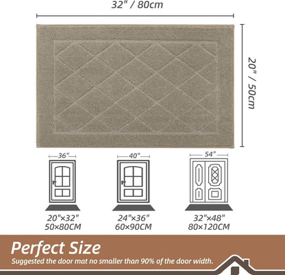 BEQHAUSE Dirt Trapper Door Mat 20" x 32", Doormat Non-Slip Entryway Rugs Washable, Dog Door Mat Stain Resistant and Absorbent Welcome Floor Mat for Front Back Door, Muddy Wet Shoes & Paws, Beige