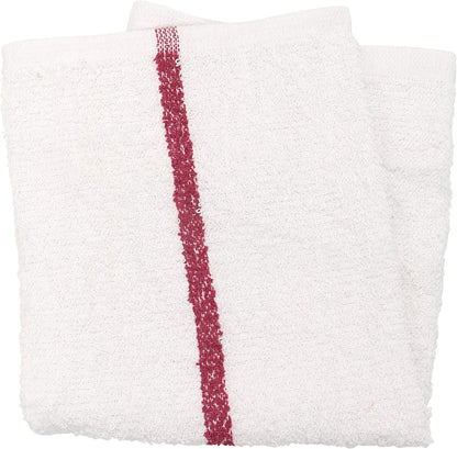 Arkwright Qwick Wick Bar Mop Towels Bulk - (Case of 60) 100% Cotton Quick Dry Dishcloths, Super Absorbent Multipurpose Cleaning Rags for Restaurants, Kitchen, Bathroom, Hotel, 16 x 19 in, Red Stripe
