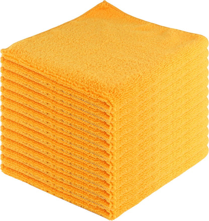 Microfiber Cleaning Cloths,12 Pack, 16"x16", All-Purpose, Softer, Highly Absorbent, Lint-Free, Reusable, Washable Pro Towels, Orange, for House, Kitchen, Bathroom, Car, Office