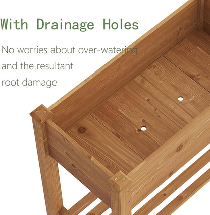 GHWIE Raised Garden Bed with Shelf,Elevated Wooden Planter Box with Legs,Garden Planter for Backyard, Patio, Balcony