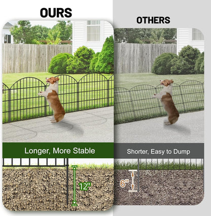 Metal Garden Fence 28in (H) x 11.7ft (L), 5 Panels + 6 Stakes Rustproof Border Fence Animal Barrier for Dog, No Dig Garden Fencing for Yard Flower Bed Patio Outdoor, CTW2828 Black