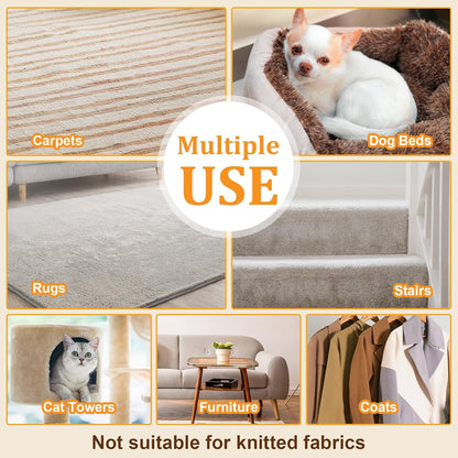 Metal Carpet Brush Pet Hair Remover, 1 Buck Thick Rack Wood Handle Portable Carpet Scraper, Embedded Couch Lint Pilling Dog Cat Fur Remover, Fabric Shaver Depiller Furniture