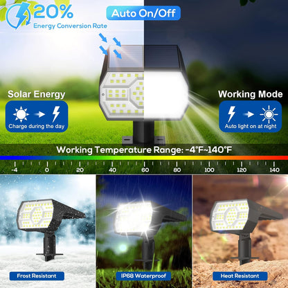 NYMPHY Solar Lights Outdoor Waterproof IP68, 56 LED 3 Lighting Modes Solar Powered Garden Yard Spot Solar Lights for Outside Landscape- 6 Pack (Cool White)