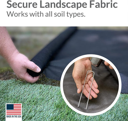 Pinnacle Mercantile USA Made 200 Pack Garden Landscape Staples Weed Barrier Fabric Stakes Galvanized 6 inch Pins Anti Rust Sod Staple 11 Gauge Steel