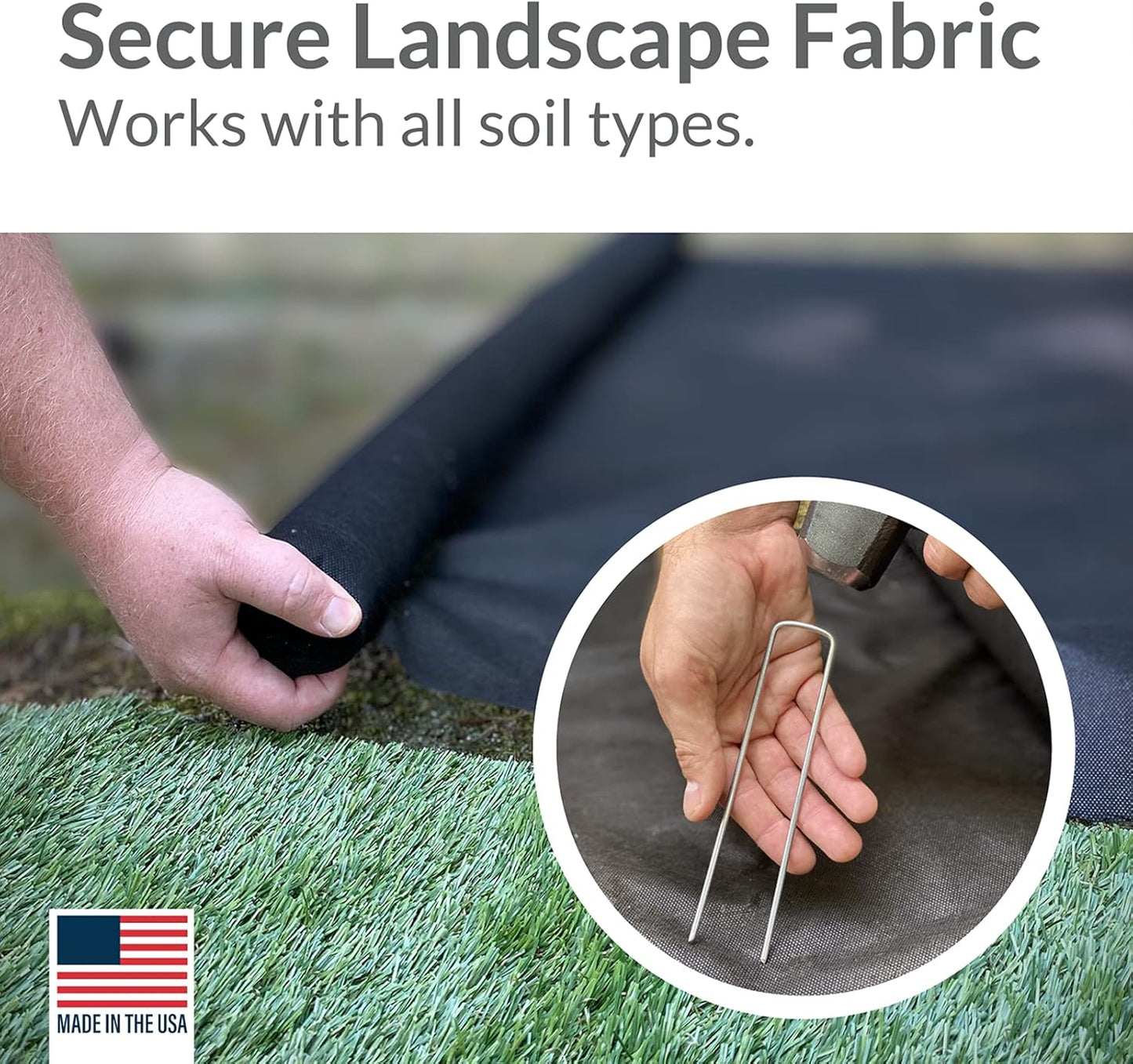 Pinnacle Mercantile USA Made 100 Pack Garden Landscape Staples Weed Barrier Fabric Stakes Galvanized 6 inch Pins Anti Rust Sod Staple 11 Gauge Steel