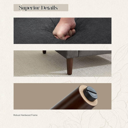 Mid-Century Accent Chair,Modern Linen Fabric Armchair for Living Room,Comfy Upholstered Reading Accent Chairs for Bedroom,Single Sofa Chair with Wood Legs (Dark Grey, 2 Pack)