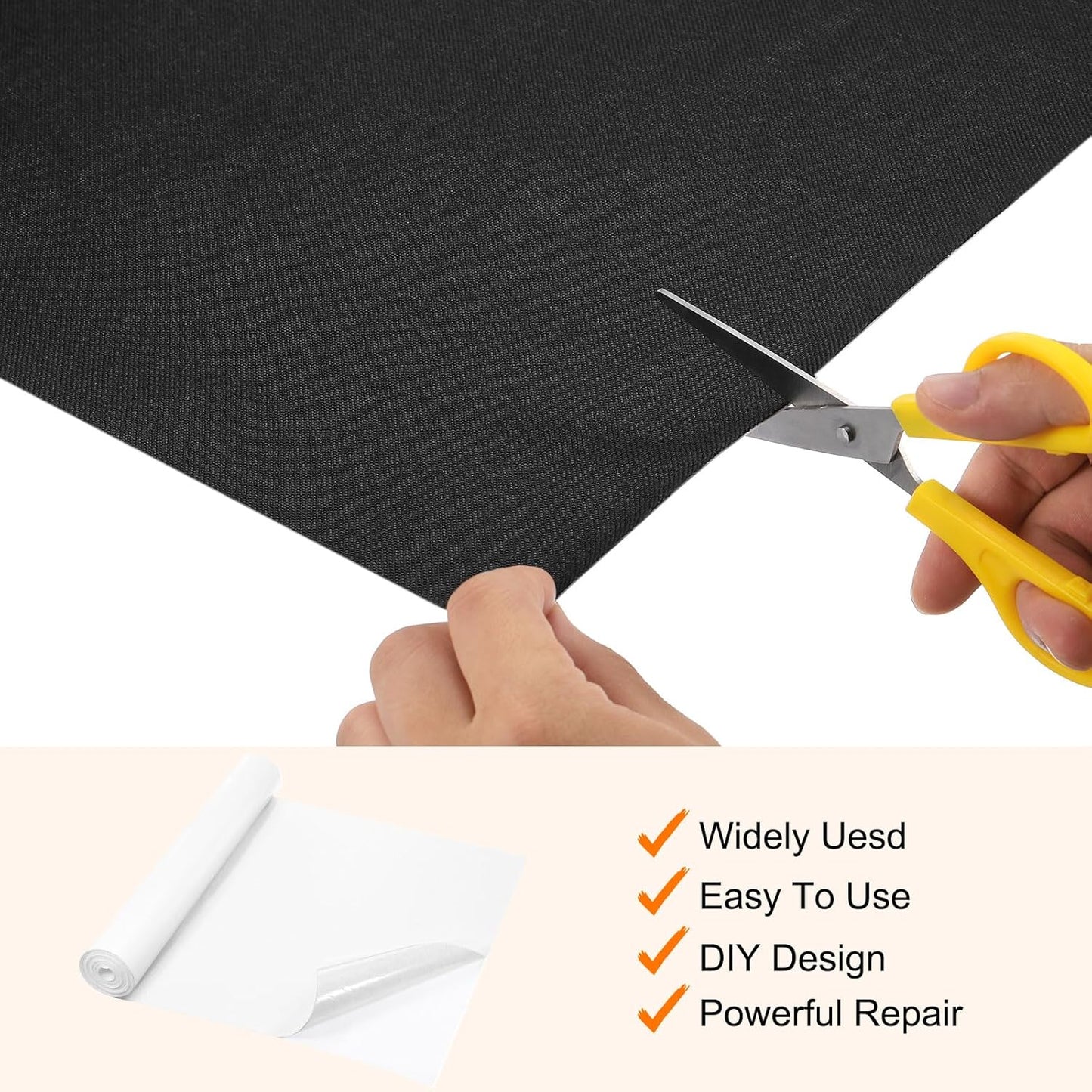 Repair Patches Repair Tape Self-Adhesive DIY Repair Patch Linen Gear Patch for Sofa, Furniture, Chair, Clothing,Tents,17x158 Inch,White