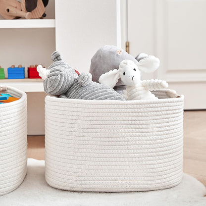 3 Pack Storage Basket for Cabinet and Toy Organization - 13"x9.8"x8.7" Baskets for Storage - Baby Toy Bin - Toy Storage Organizer - Ideal for Empty Gift Baskets to Fill-White