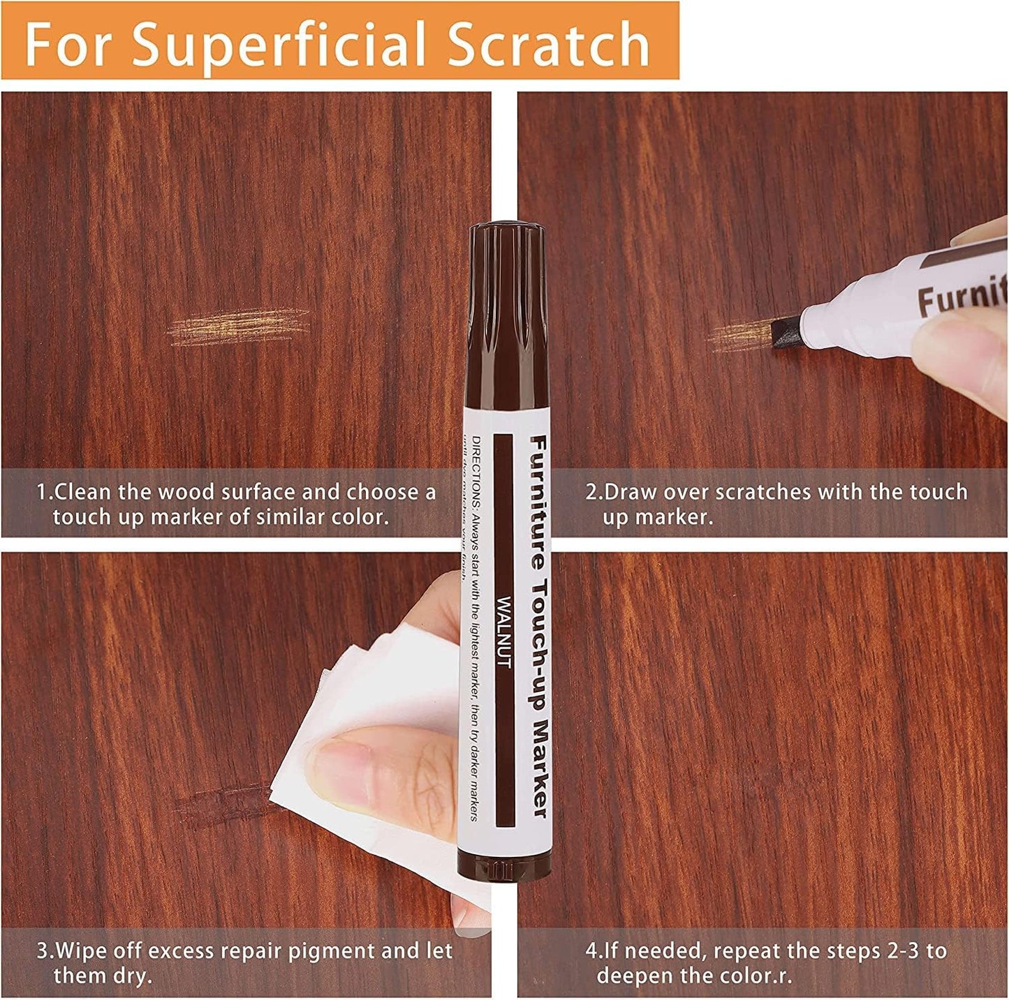 Lifreer Revolutionary Furniture Touch Up Markers, 12 Colors Wood Scratch Repair Markers Kit - Perfect for Stains, Scratches, Wood Floors, Tables, and Bedposts - Easy to Use and Long-Lasting Results!