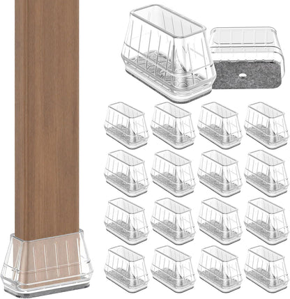 24PCS Rectangular Chair Leg Floor Protectors for Hardwood Floors, Thicken Rubber Chair Leg Cap Covers, Non Slip Furniture Leg Pads to Protect Wood Tile Floors from Scratches and Reduce Noise