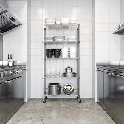 Seville Classics UltraDurable Heavy Duty NSF Solid Steel Wire Rack Storage Unit, Organizer for Garage, Warehouse, Office, Restaurant, Classroom, Kitchen, Steel, 5-Tier Shelving, 36" W x 18" D