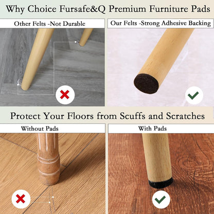 Fursafe&Q Felt Furniture Pads, Furniture Felt Pads for Hardwood Floors -Self Adhesive Chair Leg Floor Protectors, Protect Your Floors from Nicks, Bumps and Scratch,96 Pcs Round Cabinet Door Bumper