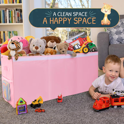 Extra Large Toy Storage Organizer with Lid - Sturdy, Collapsible Toy Chest Storage Box Design - Toys Bin with Dividers for Kids, Nursery, Bedroom, Playroom 37"x16"x14"