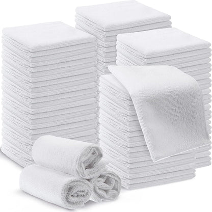 200 Pieces Microfiber Cleaning Cloths Bulk Absorbent Microfiber Towels Reusable Lint-Free Streak Free Wash Rags for House Kitchen Office Restaurants Bar Shop Car, 12 x 12 Inches (White)