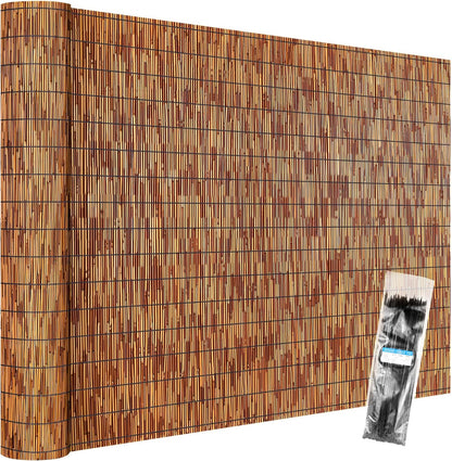 Natural Reed Fencing Rolls,6FT X 16.4FT Reed Screen Curtain Fence Covering Privacy Bamboo for Outdoor Backyard Patio Garden Decorative Fence (Brown)