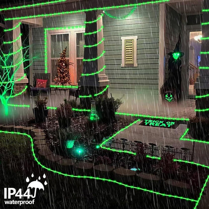 YEGUO 2 Packs Each 33ft 100 LED Solar Rope Lights Outdoor Waterproof, Green String Lights for Outside, 8 Modes Fairy Lights in Clear Thin Tube for Camping Fence Patio Garden Trampoline Deck