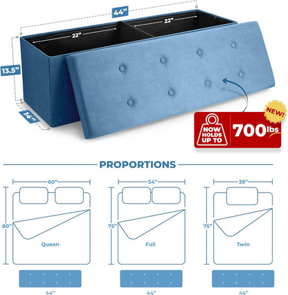 Sorbus Storage Ottoman Bench – Collapsible/Folding Bench Chest with Cover – Perfect Toy and Shoe Chest, Hope Chest, Pouffe Ottoman, Seat, Foot Rest, – Contemporary Faux Suede (Teal)