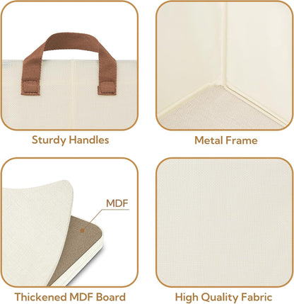 GRANNY SAYS Closet Storage Baskets, Collapsible Fabric Storage Bins with Metal Frame, Clothes Organizer Bins, Large Baskets for Shelves, Ivory, 4-Pack