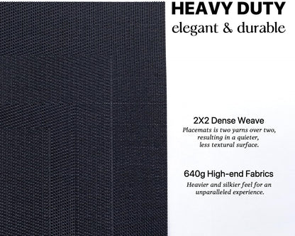 LEXMORE Placemats Set of 4 Vinyl/Plastic Woven Place Mats for Kitchen Table Indoor/Outdoor Washable Placemat Wipeable Dining Table Mats(Black Cube)