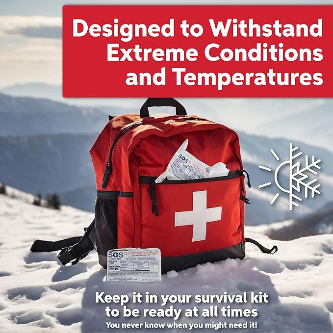 SOS Food Lab Emergency Food Bar - 1200 Calorie Ration (5 Pack Shortbread Cookie) - 1 Day/24 Hour Ready to Eat Supply for Camping, Hiking, Disaster Preparedness - 5 Year Shelf Life Energy Survival Food