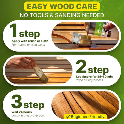 Nordicare Wood Oil Colorless - Premium Walnut Oil, Teak Oil, Wood Oil Furniture for Oak, Beech, Teak, Walnut, Pine, Larch - Natural Furniture Wood Oil - Made in Denmark - for Indoor Use (16.9 oz)