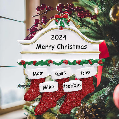 Personalized Christmas Ornaments 2025,Family of 2,3,4,5,6,7,8 Custom Stocking Christmas Ornament,Customized Name Ornament,Xmas Ornaments,Customized Xmas Tree Decorations Gifts
