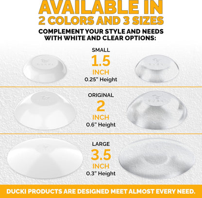 Ducki Door Stop Wall Protector | Self Adhesive Door Knob Wall Protectors from Door Knobs | Rubber Door Stoppers for Wall Damage & Noise | Durable, Shock Absorbent & Discreet | 6 Pack White Door Stops