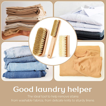 3 Pcs Wood Laundry Stain Brush Stain Remover Brushes with Boar Bristle Small Stain Brush for Clothes for Scrubbing Stains from Furniture Fabric Leather(3 Pcs F)