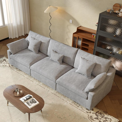 JACH Sectional Couches for Living Room, 3 Seater Cloud Sectional Couch with Deep Seat, Down Filled Modular Sofa, Covers Removeable & Washable, Sofas Furniture for Living Room, Light Grey