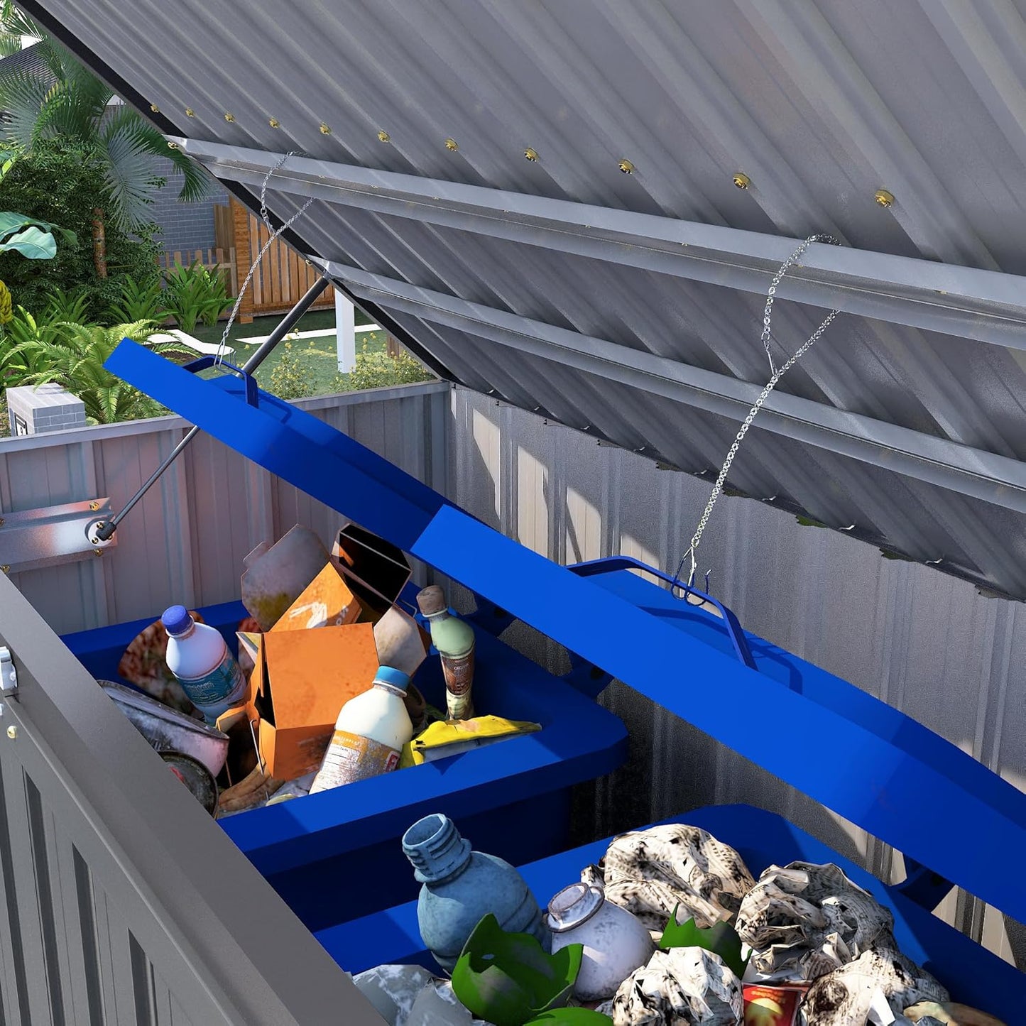 AECOJOY Outdoor Trash Can Storage Shed, 46 Cu.Ft Outside Garbage Can Storage Shed, Dark Grey Outdoor Horizontal Storage Cabinet Waterproof, Bike Sheds & Outdoor Storage Clearance