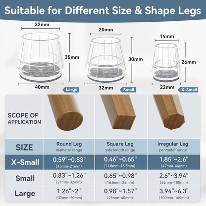 24PCS Extra Small Silicone Chair Leg Floor Protectors for Hardwood Floors, Thicken Rubber Chair Leg Cap Covers, Non Slip Furniture Leg Pads to Protect Wood Tile Floors from Scratches and Reduce Noise