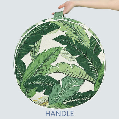 LVTXIII Outdoor/Indoor Round Inflatable Ottoman, All Weather Patio Footstool, Portable Footrest Seat for Patio Garden, Camping or Home, 21"x21"x9", Swaying Palms Green