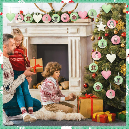 12 Pcs Christmas Felt Ornaments for Tree Santa Claus Snowman Gingerbread 3D Pink Pastel Mint Turquoise Decoration Hanging Felt Craft for Christmas Party Favors Gifts