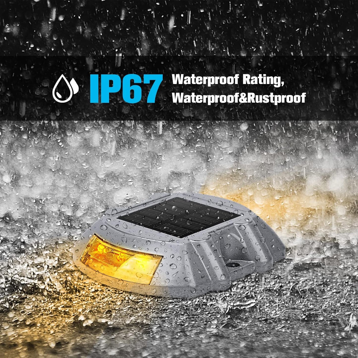 VOLISUN Solar Deck Lights - 20-Pack Led IP67 Waterproof Outdoor Warning Step Lights for Driveway, Sidewalk, Garden Pathway, Yard (Warm White)