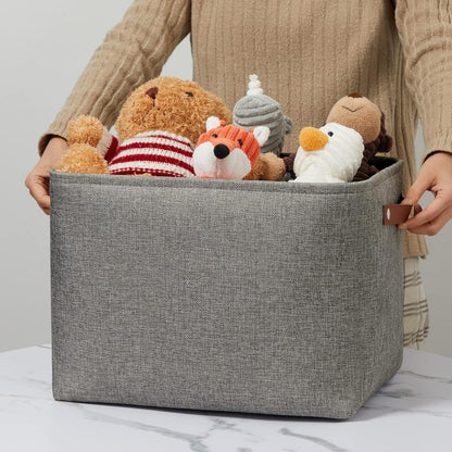 DULLEMELO Grey Storage Baskets for Organizing 2 Pack 16"x12"x12" Fabric Shelf Baskets for Gifts Empty Large Storage Organizer for Closet,Clothes,Toys,Bedroom (Grey)