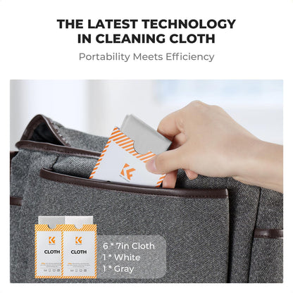 K&F CONCEPT 2 Pack Lens Cleaning Cloth | Microfiber Cleaning Cloth | Glasses Cleaning Cloths | Eyeglass Lens Cleaner | Eyeglasses, Camera Lens, VR/AR Headset, and Screen Cleaning | White & Grey