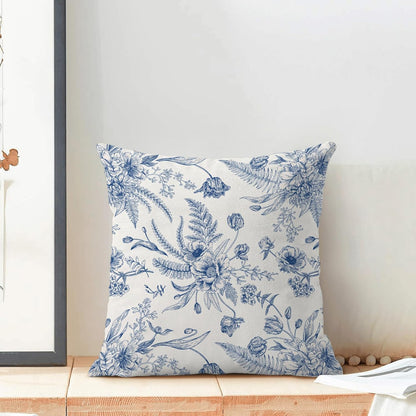 CXMEIFLY Spring Floral Leaves Pillow Covers 22 x 22 Inch Set of 2 for Chinoiserie Flowers Decor Throw Pillows Blue and White Seasonal Plant Outdoor Decorative Cushion Cases for Couch Bed Decorations