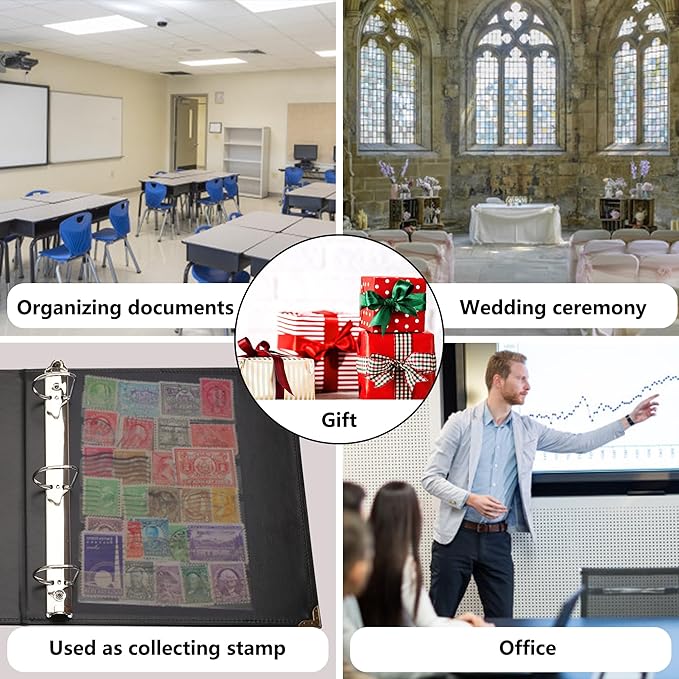 Vintage Hardback 3 Ring Binder 1 Inch, Professional Leather Binder 3 Ring, Three Ring Binders Fits 8.5" x 11", D Ring Binders for Photo Album, Home, School and Office Supplies- Brown