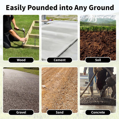 24 Inches Straight Rebar Stakes(20-Pack), 1/2" Diameter Steel Metal Stakes for Garden with Chisel Point End Heavy Duty Ground Anchors for Landscape, Concrete Form, Camping & Trapping Black