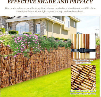 Natural Reed Fencing Rolls: Privacy Bamboo Fence 3/4/5/6ft High Roll Reed Screen, Decorative Bamboo Fencing for Outdoor Balcony Patio Garden Backyard,with Cable Zip Ties(Coffee, 6x10ft)