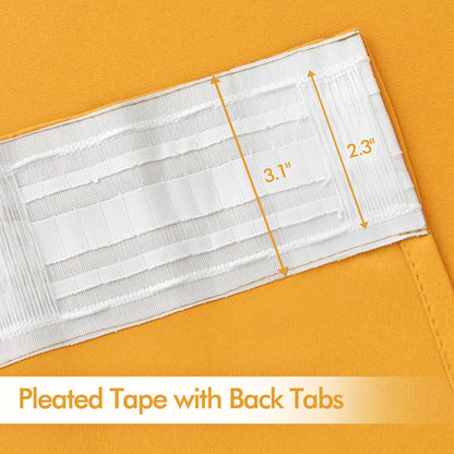 MIULEE Yellow Back Tab Blackout Curtains 90 Inches Long 2 Panels Set for Living Room Bedroom Privacy, Rod Pocket/Pinch Pleat Thermal Insulated Room Darkening Pleated Light Blocking Drapes