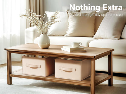 Storage Bins, Fabric Satin Storage Baskets for Shelves, 14.75"L*10.25"W*8.25"H Collapsible Storage Bins with Handles for clothes, Closet Baskets and Bins with Handles, Blush Pink, 3-Pack