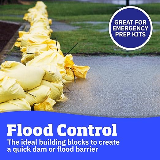 DURASACK Heavy Duty Sand Bags with Tie Strings Empty Woven Polypropylene Sand-Bags for Flood Control with 1600 Hours of UV Protection, 50 lbs Capacity, 14x26 inches, Yellow, Pack of 100