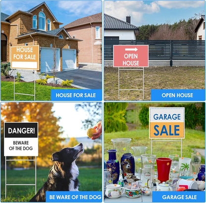 6 Pcs H Stakes for Yard Signs 30'' x 10'' Metal Heavy Duty H Frame Wire Stakes Weatherproof Metal Holder for 4mm 5mm Corrugated Signs Advertising Board Guidepost Yard Halloween Decor